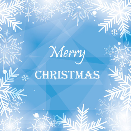 light blue vector greeting card with snowflakes and abstractions - merry christmasのイラスト素材