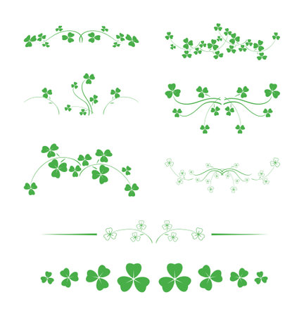green clover leaves - trefoil - vector decorative design elementsのイラスト素材