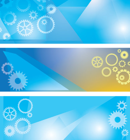 blue abstract vector backgrounds with set of cogwheelsのイラスト素材