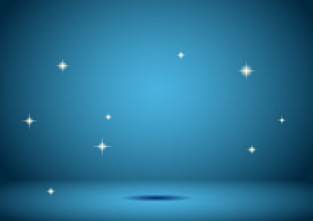 blue background for advertisement - vector scene with shadow and light sparksのイラスト素材