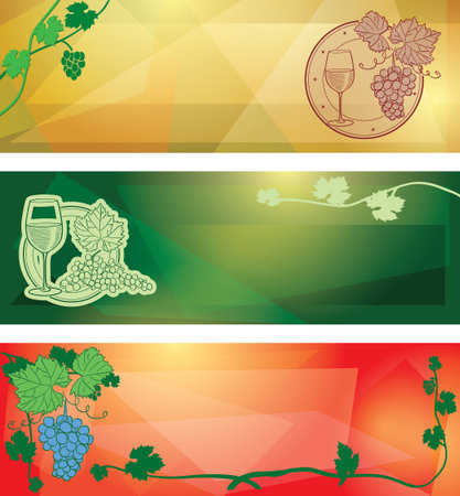 vector banner with grapes - abstract colored backgroundsのイラスト素材