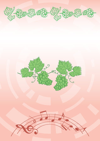 leaflet a4 with grape and music notes - vector template for harvest holidayのイラスト素材