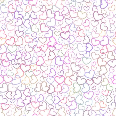 Vector seamless love pattern with hearts of different colors. Colorful Valentines Day background....