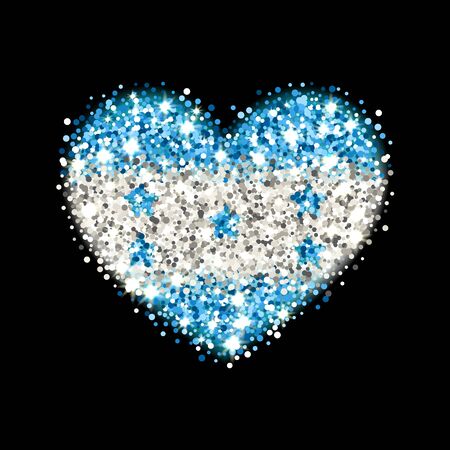 Republic of Honduras flag sparkling badge in heart shape. Icon with Honduran national colors with glitter effect. Button design. Vector illustration. One of a series of signsのイラスト素材