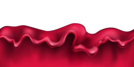 Red wine splash seamless wave. Grape juice flowing stream isolated on white background. Burgundy paint bottom edge design. Vector repeatable patternのイラスト素材