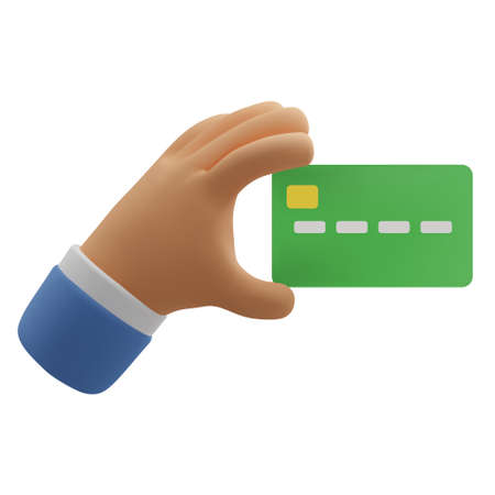 3d icon hand holding bank cardのイラスト素材