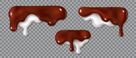 Dripping melted chocolate and cream setのイラスト素材