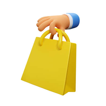 3d hand holding shopping bag iconのイラスト素材