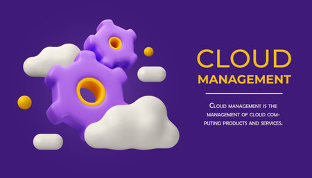Cloud management 3d bannerのイラスト素材