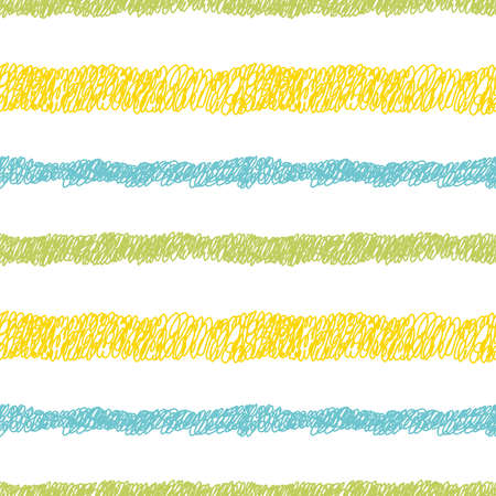 Stripes sketch vector, hand drawn, seamless pattern. Multicolored doodles on a white background.のイラスト素材