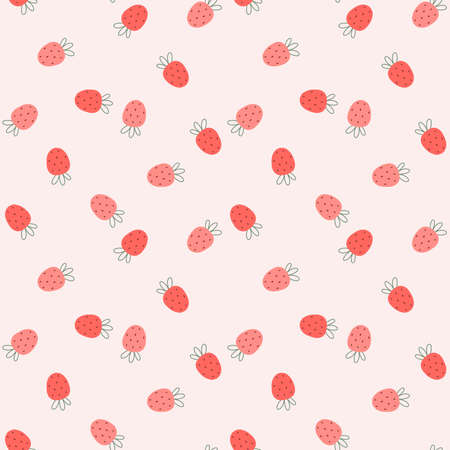 Seamless childish pattern with hand drawn strawberries.