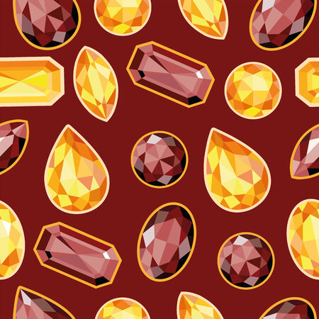 Pattern of gems - chocolate and honey opal garnet and amber to red-brown background  Seamless textureのイラスト素材