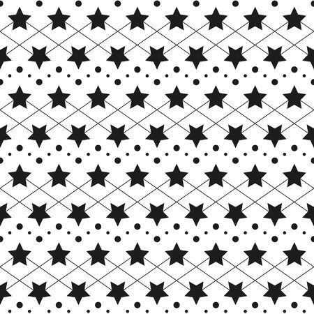 Monochrome black-white repeating pattern starのイラスト素材