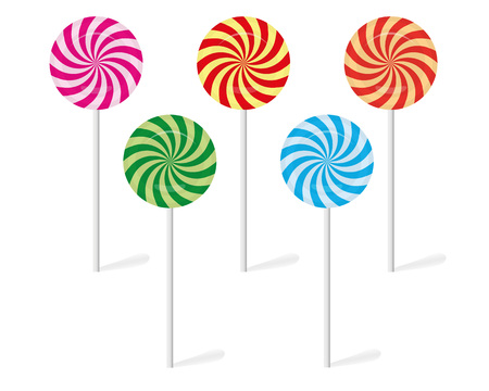 Set of five colorful candy lollipops. Isolated objectsのイラスト素材