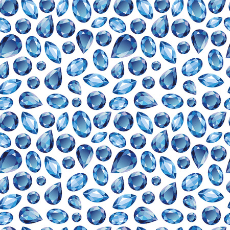 Jewelry blue sapphires on a white background. Seamless texture, vectorのイラスト素材