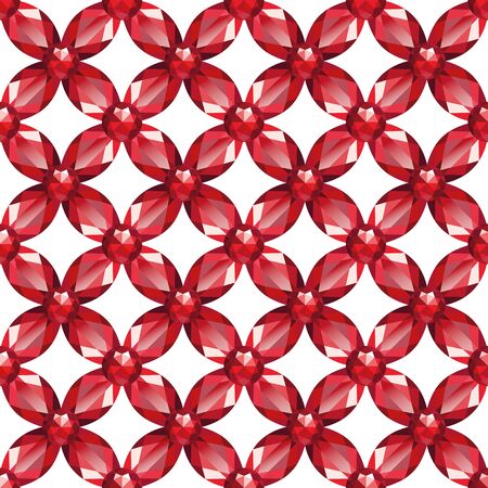 Flower braided Mesh with rubies on a white background. Seamless texture, vectorのイラスト素材