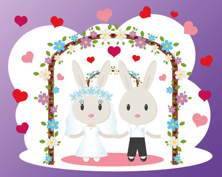 Two cute bunny bride and groom.のイラスト素材