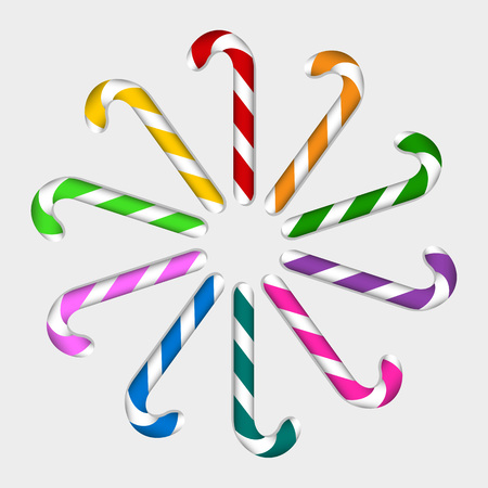 Set of multicolored Christmas sweets candy canes.のイラスト素材