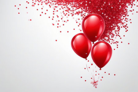ed White balloons, confetti concept design template Happy Valentine's Day, background Celebrationの素材