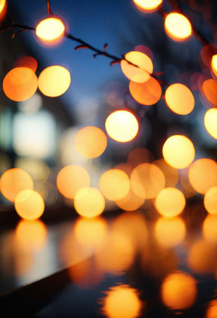 Christmas lights bokeh background, defocused lights bokeh backgroundの素材