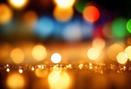 Defocused lights bokeh background. Christmas and New Year holidays background.の素材