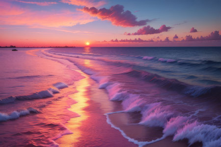 Beautiful sunset on the beach in the tropics. Seascapeの素材
