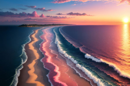 Beautiful sunset over the sea. Colorful sunset over the sea.の素材