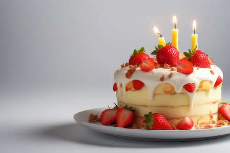 No bake cheesecake with fresh strawberries on a white wooden background. summer dessert. selective focus. copy spaceの素材