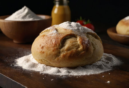 Frame of different types of bread loaves on wooden background with copy space. Bakery, delicious food concept. Top viewの素材