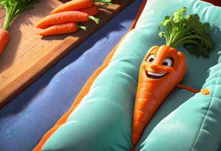 Funny cute happy carrot characters bundle set. cheerful carrots in the garden. harvest vegetablesの素材