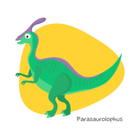Vector cartoon dinosaur isolated on white background. Parasaurolophus.のイラスト素材