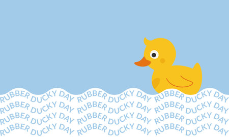 National Rubber Ducky Day banner, January 13. The duck is swimming. Text. Vector illustrationのイラスト素材