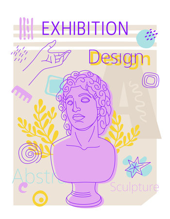 Creative contemporary art poster, art exhibition, classical sculpture. For exhibition, culture, music and design. Vector illustrationのイラスト素材