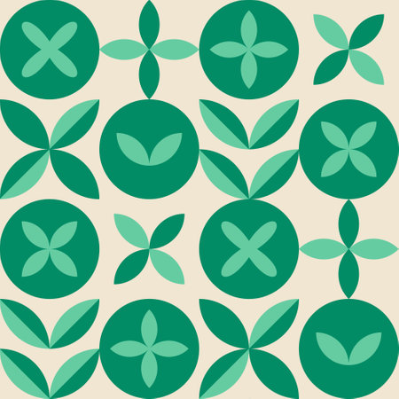 Abstract geometric vector pattern green leaves. Agriculture. Plant ornament. Fresh organic concept backgroundのイラスト素材