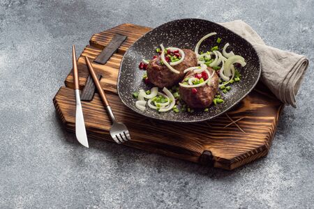 traditional Georgian cuisine cutlet apkhazura on stone backgroundの写真素材