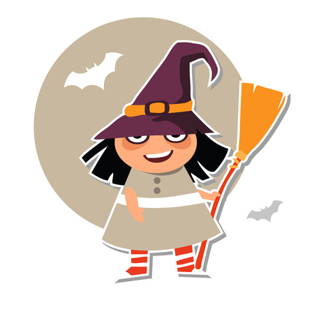 Cute little Halloween witchのイラスト素材