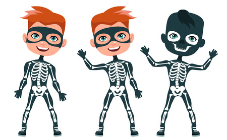 Skeleton costume. Cute boy in costumeのイラスト素材