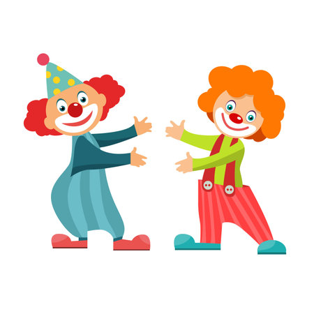 Colorful Friendly Clown With Suspenders In Classic Outfitのイラスト素材