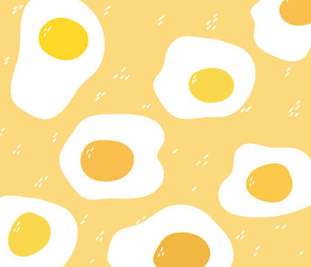 Seamless pattern of yellow yolk chicken egg. Vector in flat styleのイラスト素材