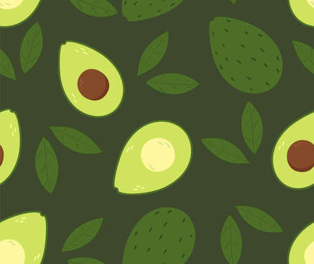 Avocado seamless pattern, Avocado fabric background. Vector illustration in flat styleのイラスト素材