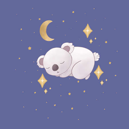 Cute poster with moon, stars, cloud on a dark background. Print for baby room, greeting card, kids and baby t-shirts and clothes, women wear. Sweet dreams hand drawn nursery illustration.の写真素材