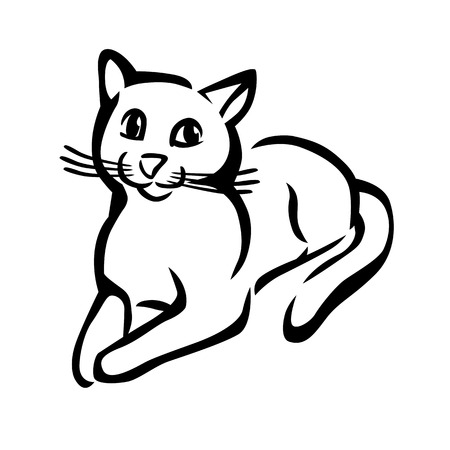 A simple monochrome vector catのイラスト素材