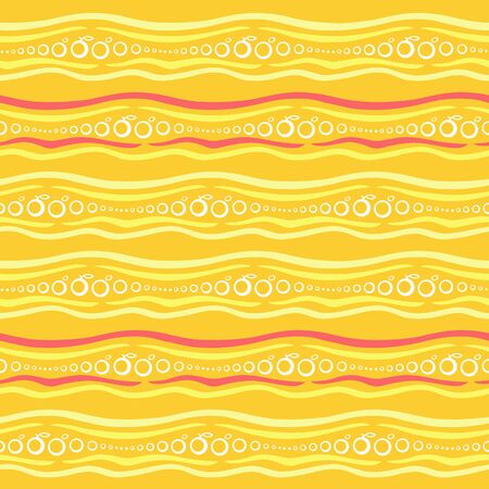 A seamless vector pattern with color waves and stylized fruits.のイラスト素材