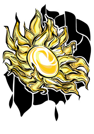 A stylized vector drawing of sunflower.のイラスト素材