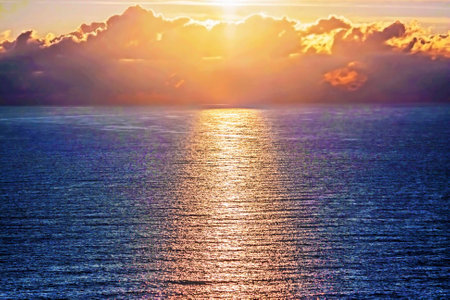 sunset over the seaの写真素材