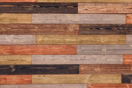 Brown wooden boards or fence texture background or backdrop with old paintの写真素材