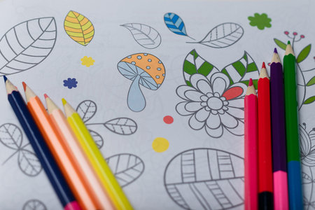 Coloring antistress book and double sided pencils 