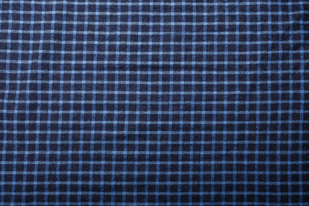 dark blue checkboard pattern shirt fabric background, garment texture