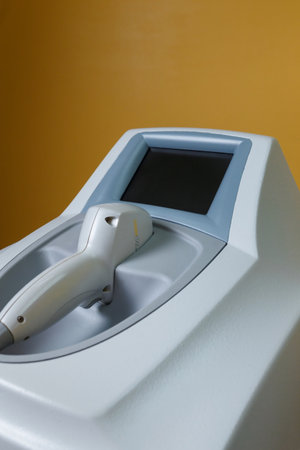 Laser hair removal machine, depilation apparatus, beauty and spa equipment. Close up shot.の写真素材