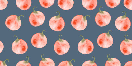 seamless pattern of watercolor pumpkins on dark background, hand painted illustration elements